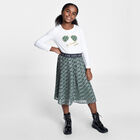 Girls Green Logo Pleated Skirt, 1, hi-res