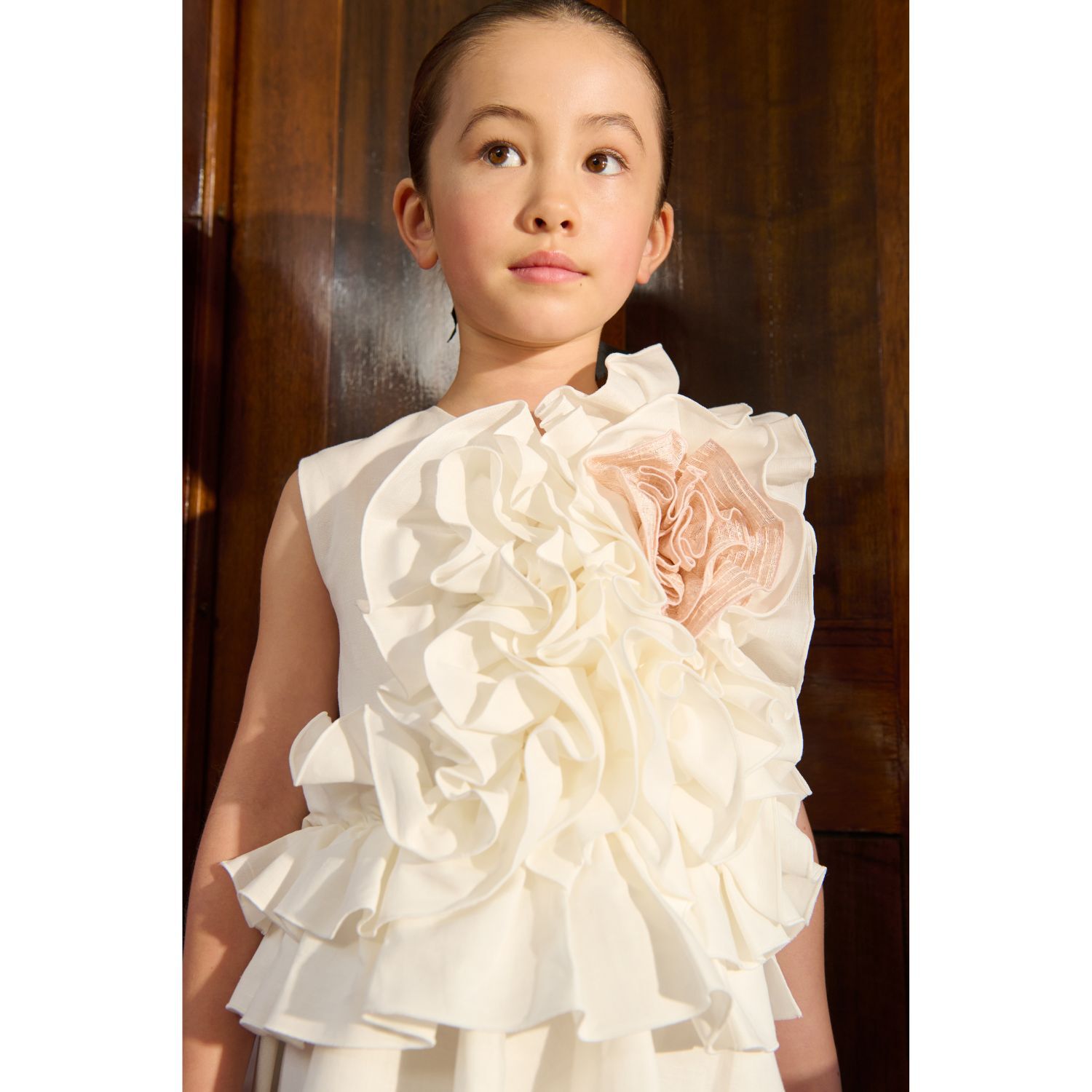 Girls White Ruffle Dress, 2, hi-res image number null