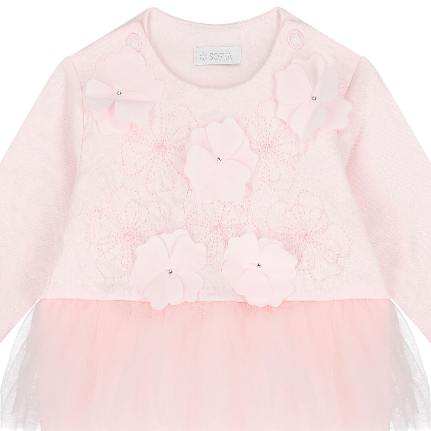 Baby Girls Pink Floral Babygrow, 1, hi-res
