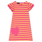 Girls Pink & Orange Striped Dress, 2, hi-res