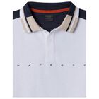 Boys White & Navy Blue Logo Polo Shirt, 2, hi-res