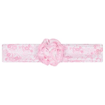 Baby Girls White & Pink Old English Roses Headband