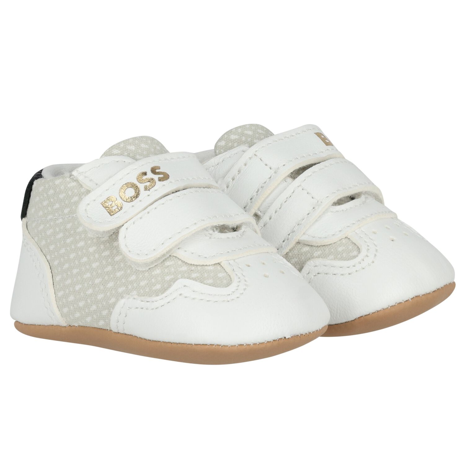 Baby Boys Ivory Logo Pre Walker Shoes, 1, hi-res