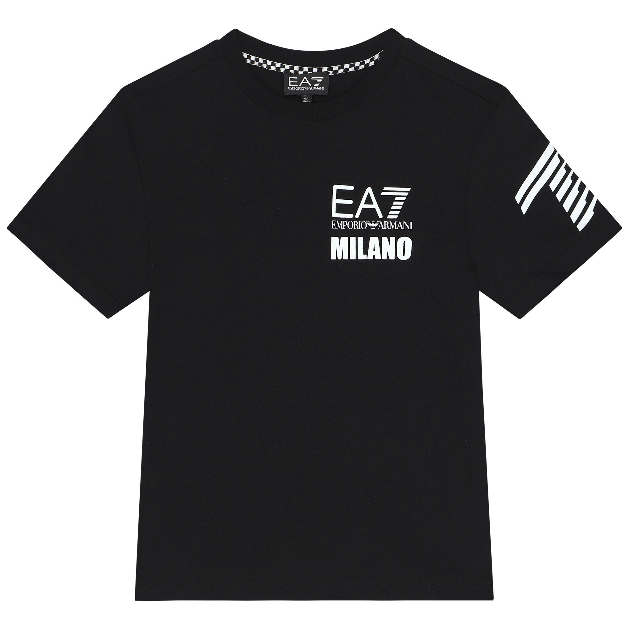 EA7 Emporio Armani Boys Black Logo T Shirt Junior Couture UK