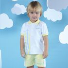 Boys White & Yellow Polo Short Set, 1, hi-res
