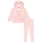 Girls Pink Logo Faux fur Leggings Set, 1, hi-res