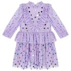 Girls Purple Polka Dot Tulle Dress, 1, hi-res