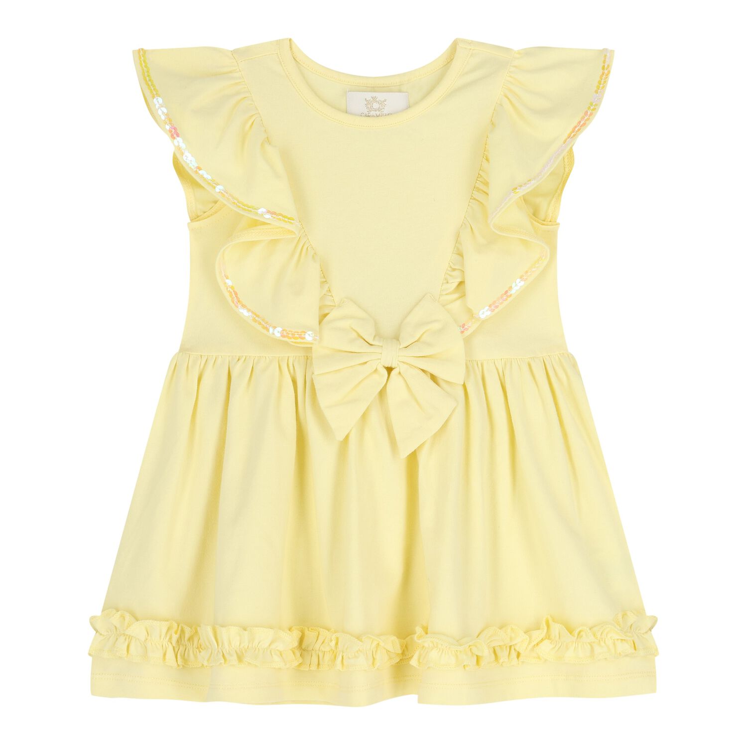 Baby Girls Blue Ruffle Dress, 1, hi-res
