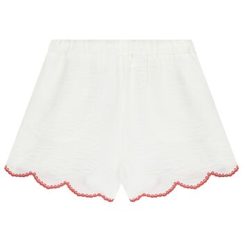Girls Ivory Scalloped Hem Shorts