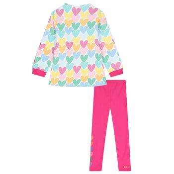 Girls Multi-Coloured Heart Leggings Set