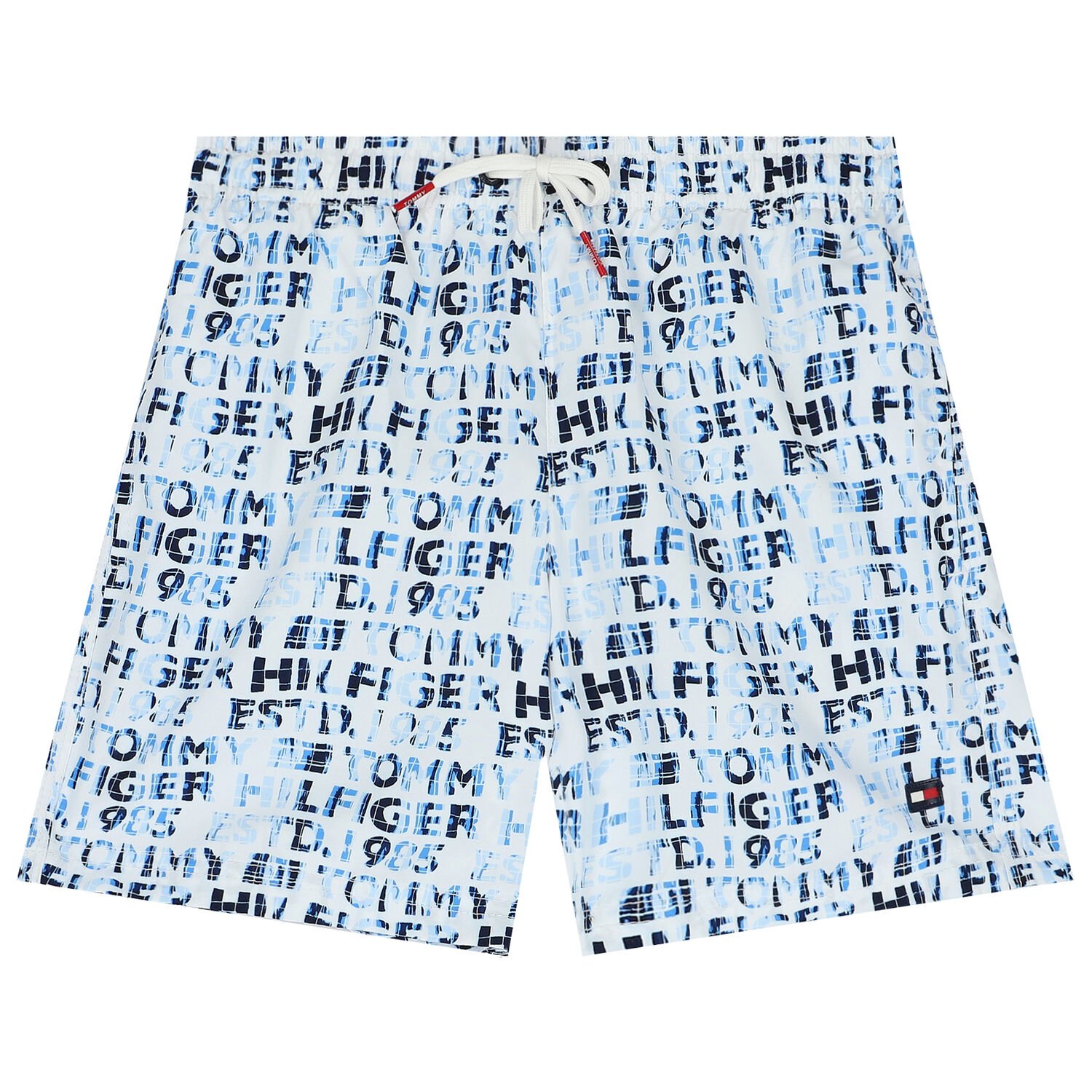 Boys White & Blue Logo Swim Shorts, 1, hi-res