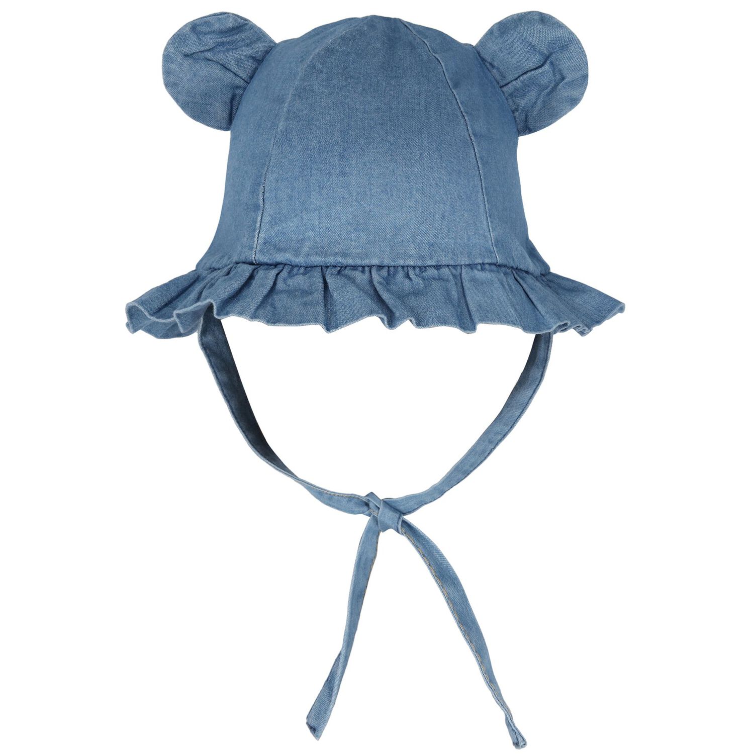 Baby Girls Blue Chambray Bear Dress & Hat Set, 1, hi-res