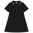 Girls Black Check Polo Dress, 1, hi-res