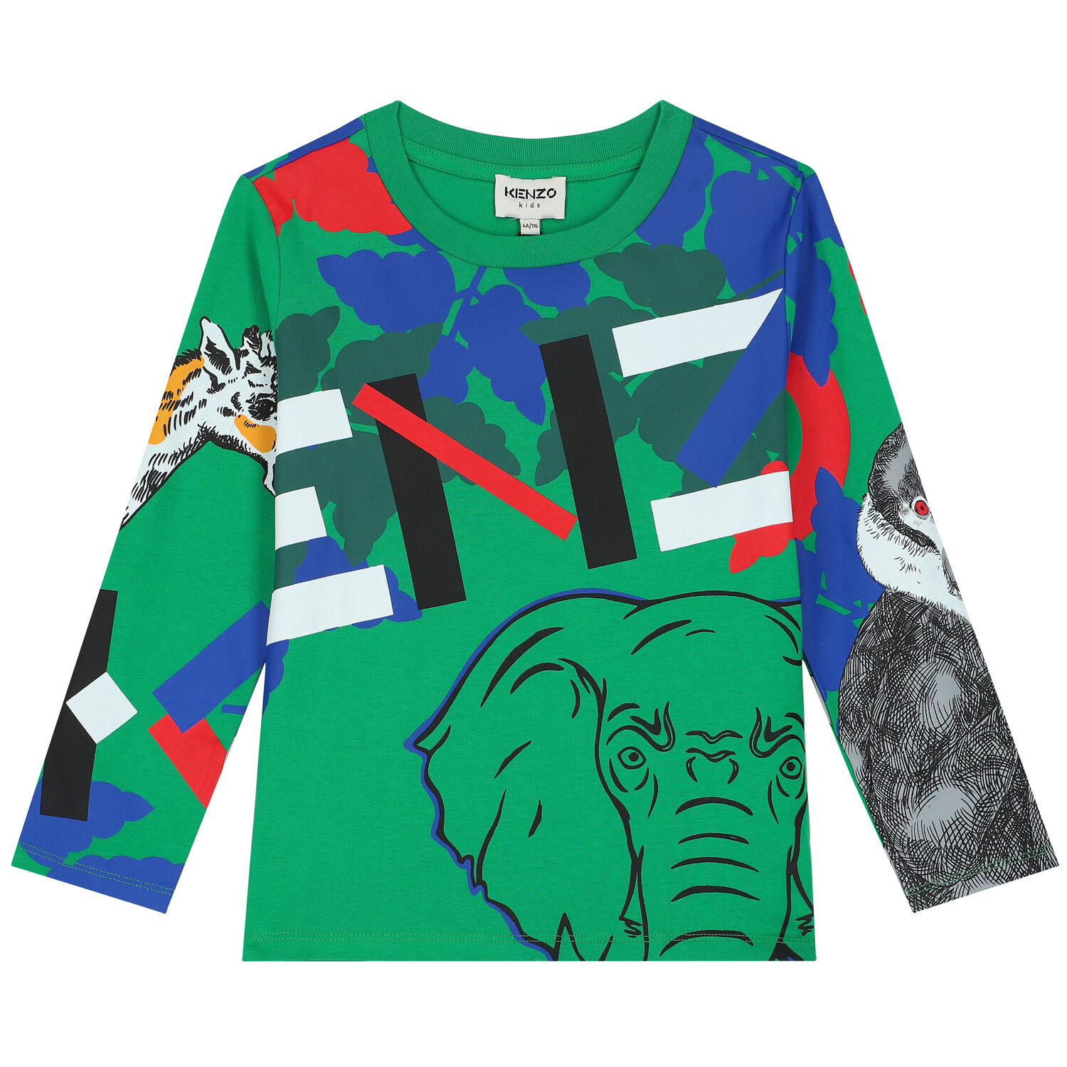 Boys Green Logo Long Sleeve Top, 1, hi-res