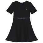 Girls Black Logo Dress, 1, hi-res