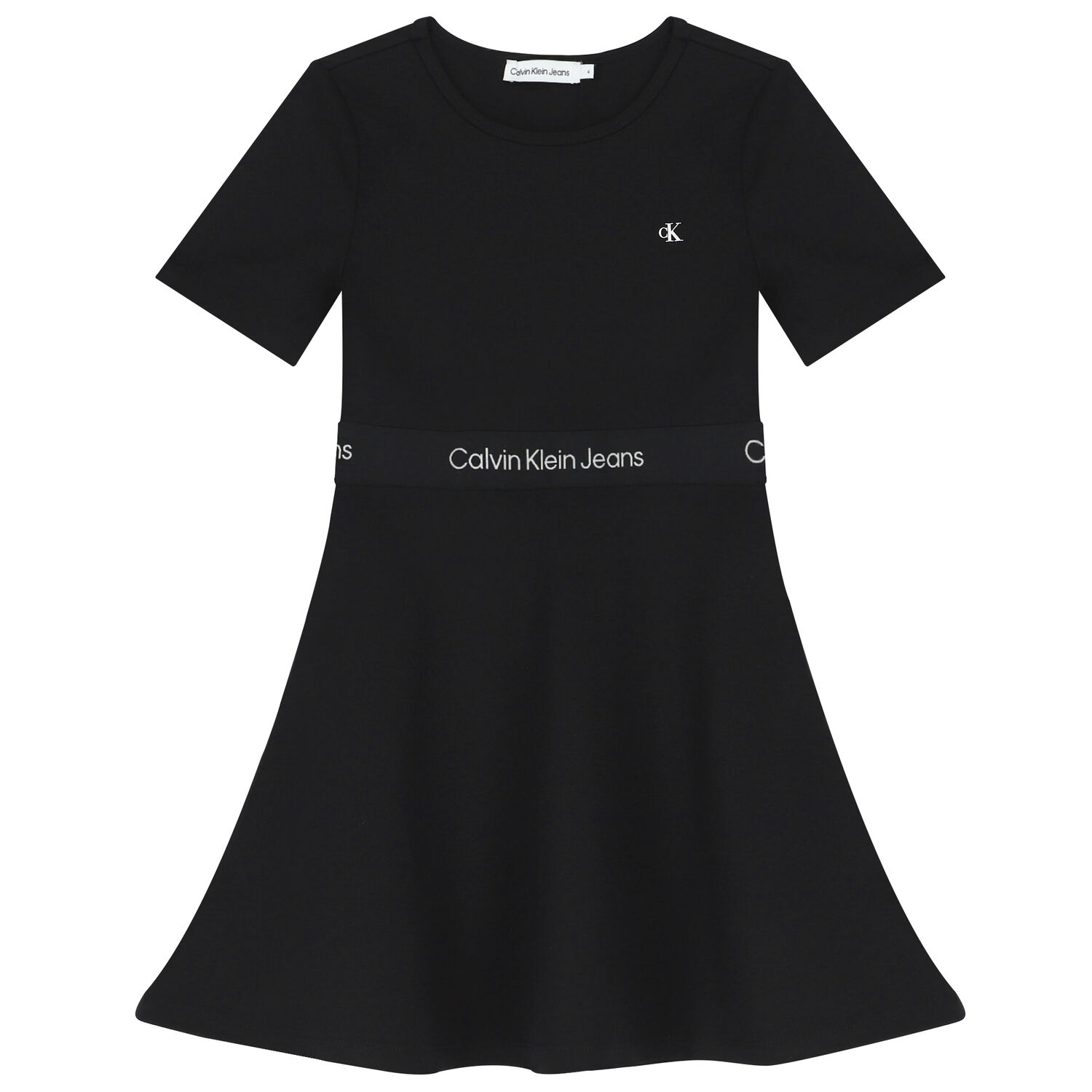 Girls Black Logo Dress, 1, hi-res