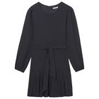 Girls Black Pleated Dress, 2, hi-res