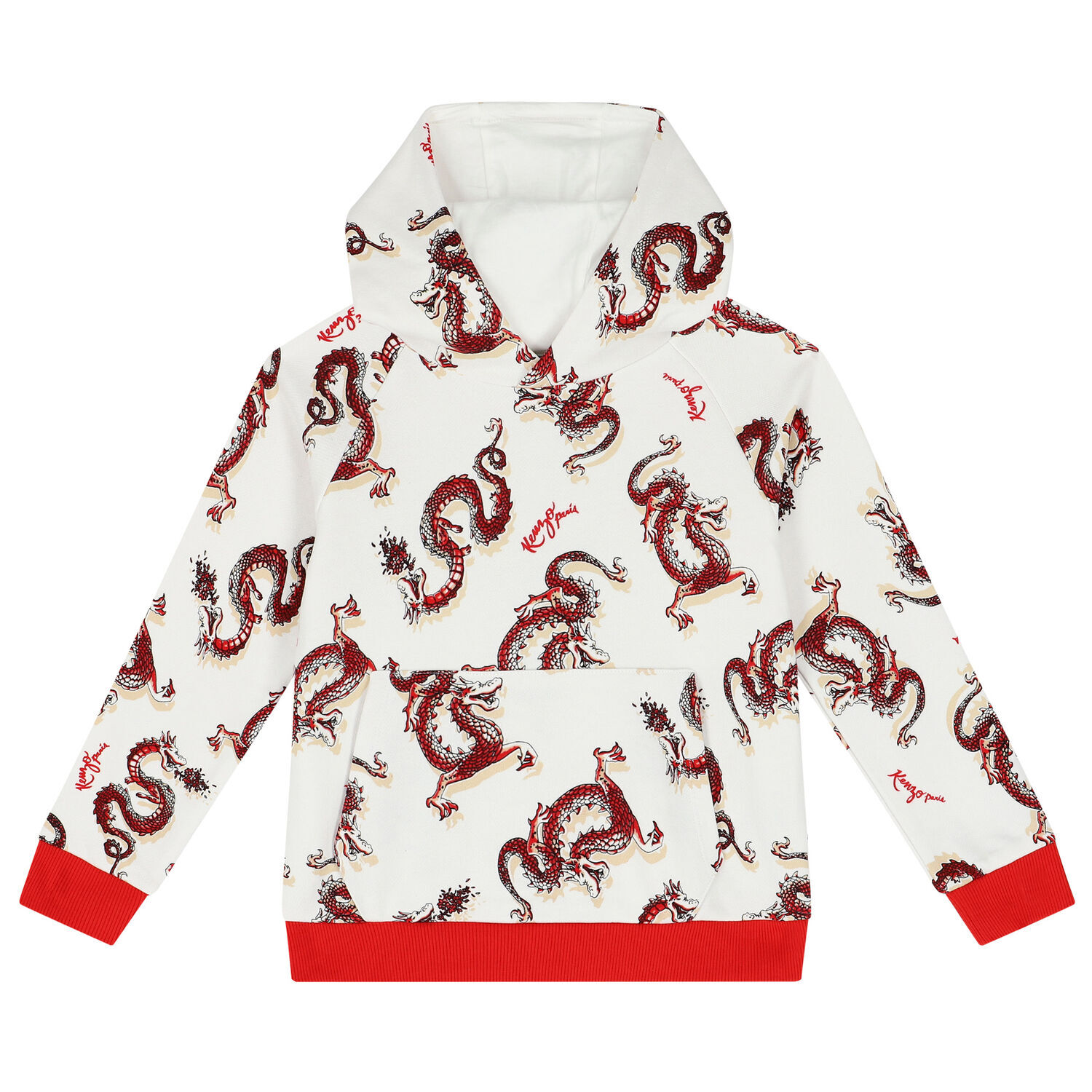 Boys Ivory & Red Dragons Hooded Top, 1, hi-res image number null