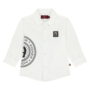 Younger Boys White Logo Shirt