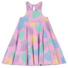 Girls Pink Shell Flared Dress, 1, hi-res