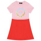 Girls Pink & Red Floral Dress, 1, hi-res