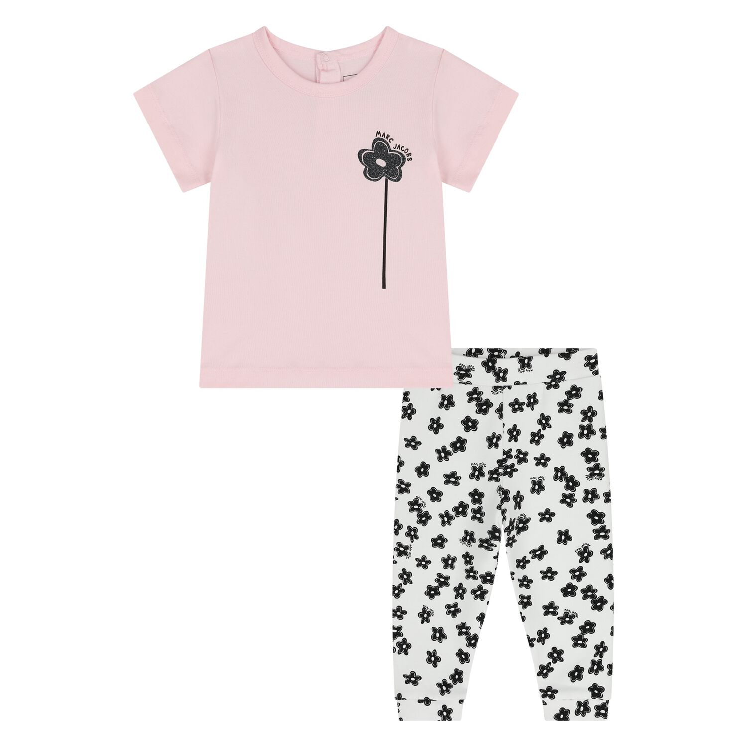 Younger Girls Pink & White Flower Leggings Set, 1, hi-res