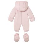 Baby Girls Pink Embroidered Baby Snowsuit, 3, hi-res