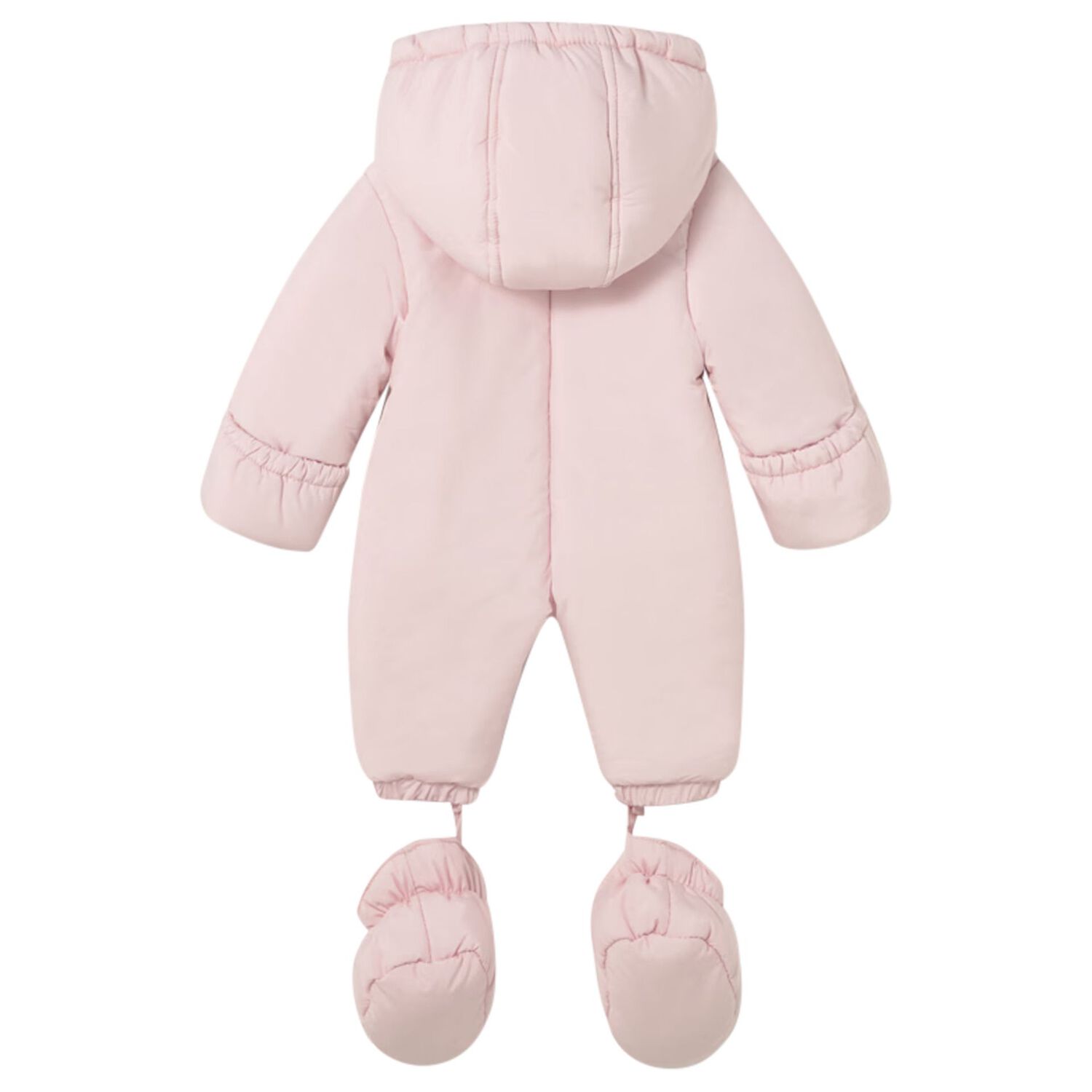 Baby Girls Pink Embroidered Baby Snowsuit, 3, hi-res