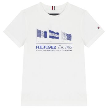 Boys White Logo Flag T-Shirt