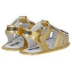 Gold Teddy Bear Logo Baby Sandals, 1, hi-res