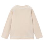 Boys Beige Logo Long Sleeve Top, 1, hi-res