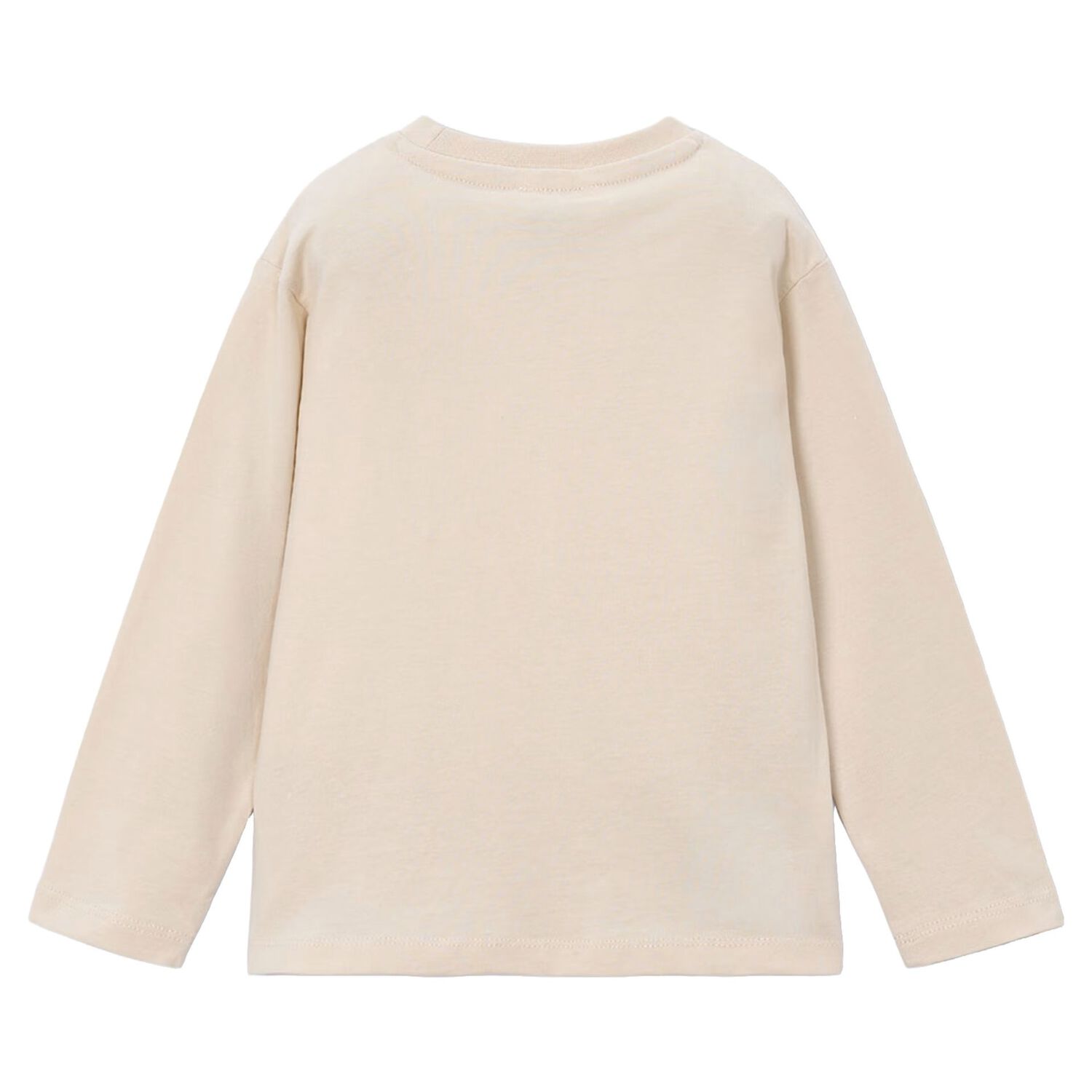 Boys Beige Logo Long Sleeve Top, 1, hi-res
