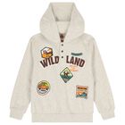 Boys Beige Hooded Tracksuit, 1, hi-res