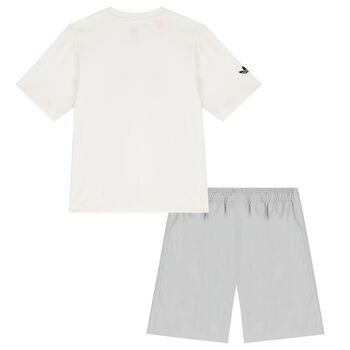 Boys White & Grey Shorts Set
