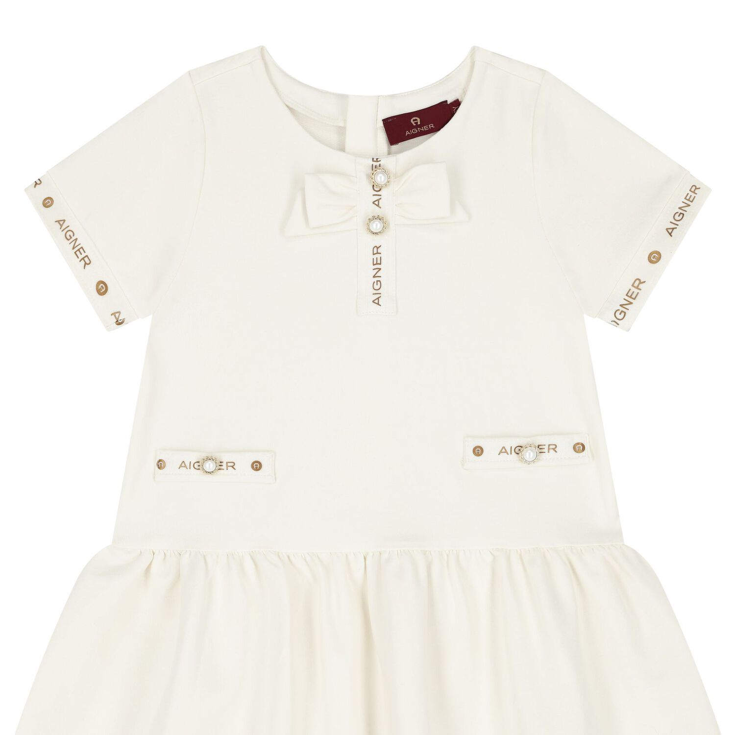 Girls Ivory Logo Dress, 1, hi-res