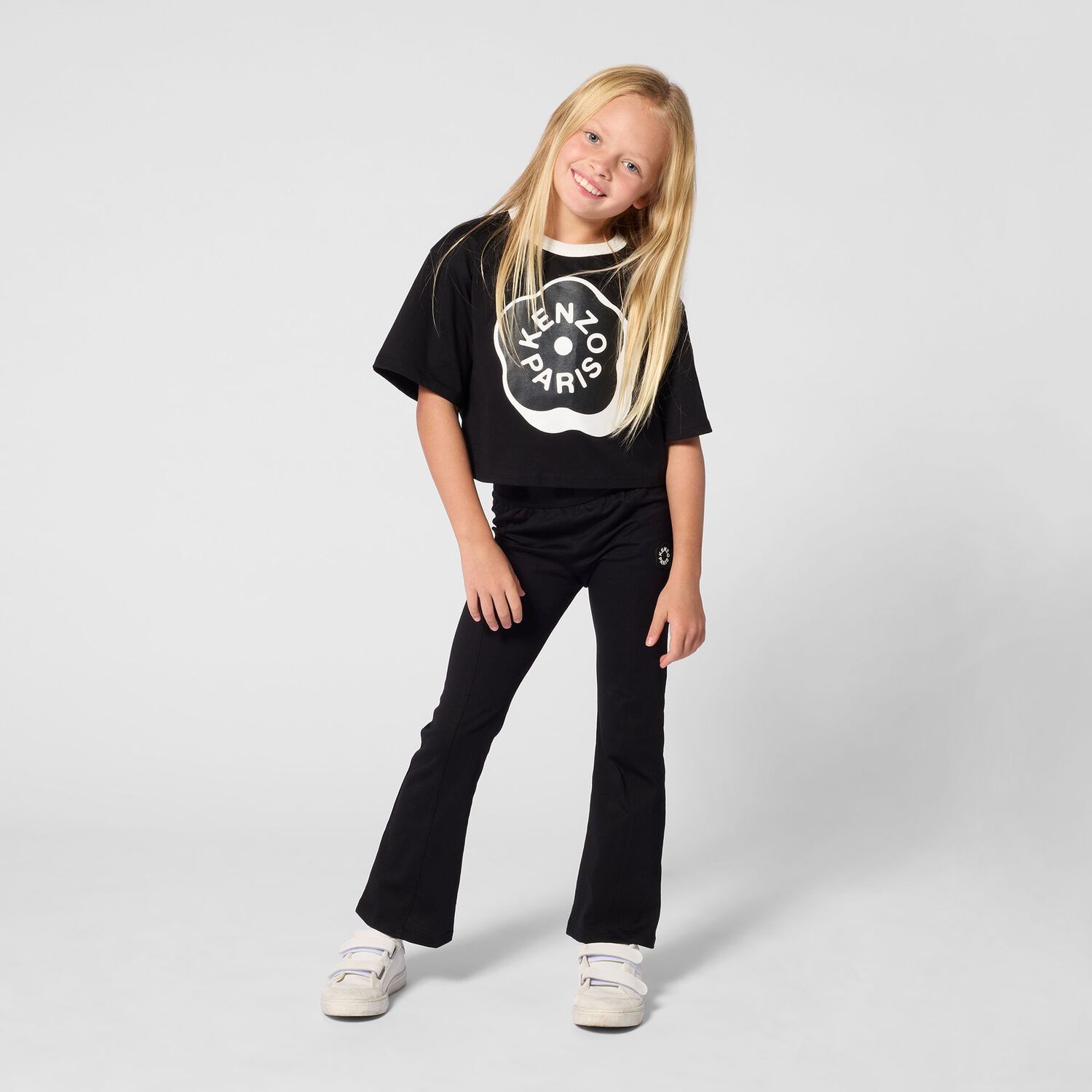 Girls Black Logo Leggings, 2, hi-res