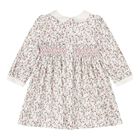 Baby Girls Ivory Floral Smocked Dress, 1, hi-res