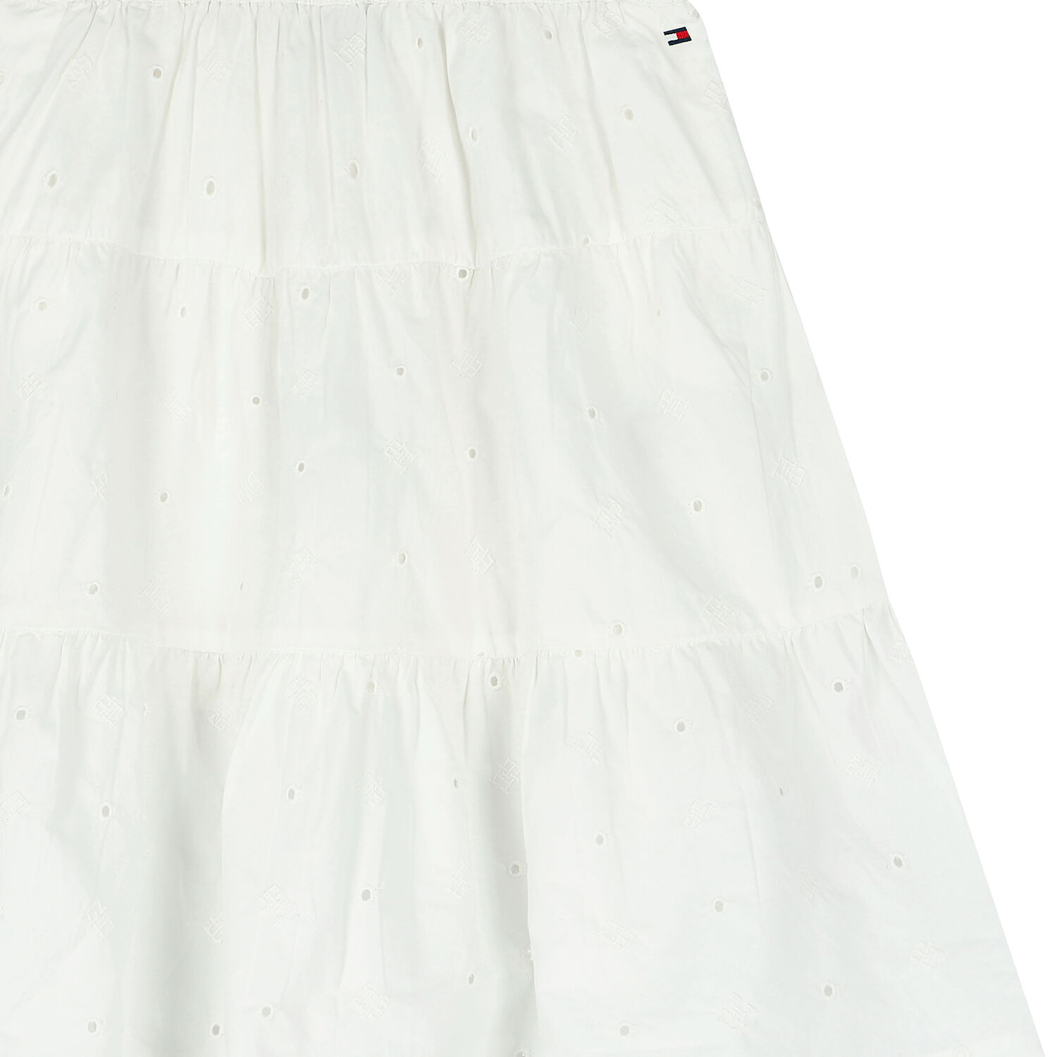 Girls White Logo Broderie Anglaise Skirt, 1, hi-res