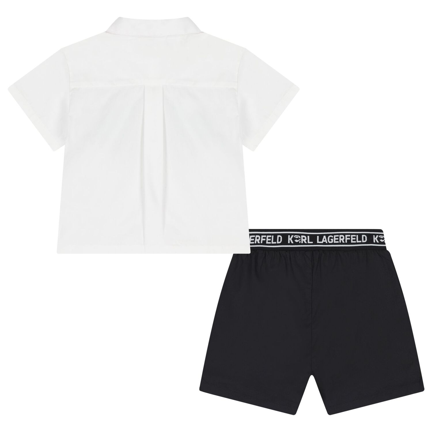 Boys White & Black Logo Shorts Set, 1, hi-res