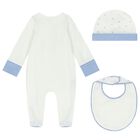 Baby Boys White & Blue Teddy Bear Babygrow Gift Set, 2, hi-res