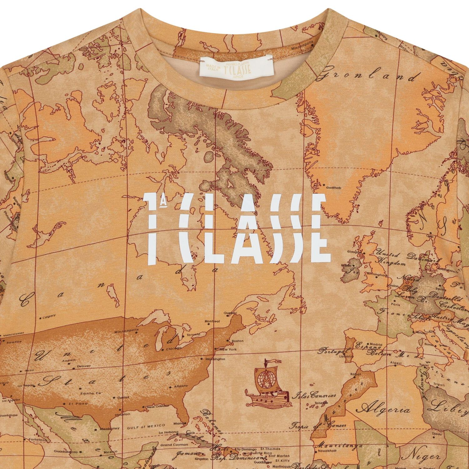 Boys Beige Geo Map T-Shirt, 1, hi-res