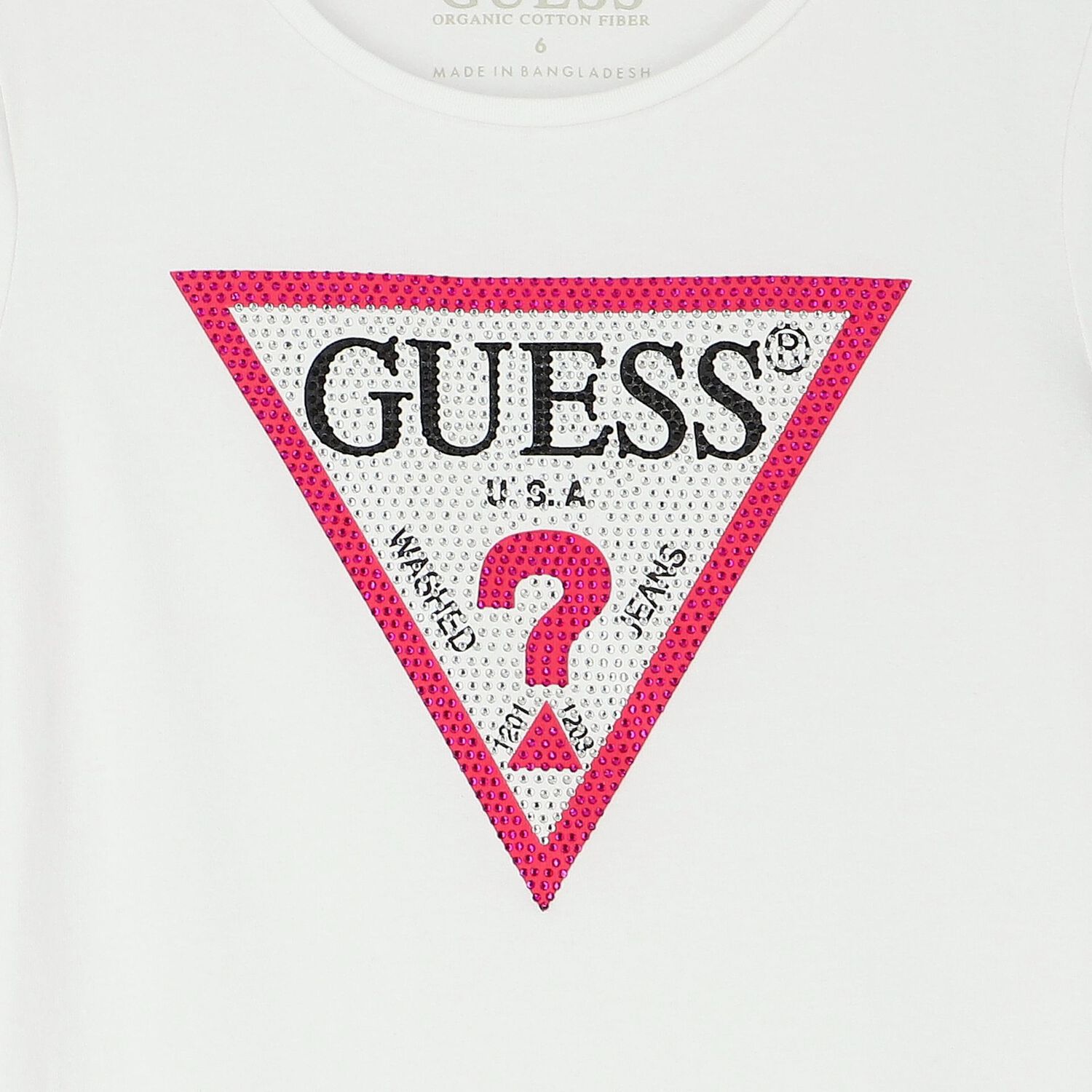 Girls White Diamante Logo T-Shirt, 8, hi-res