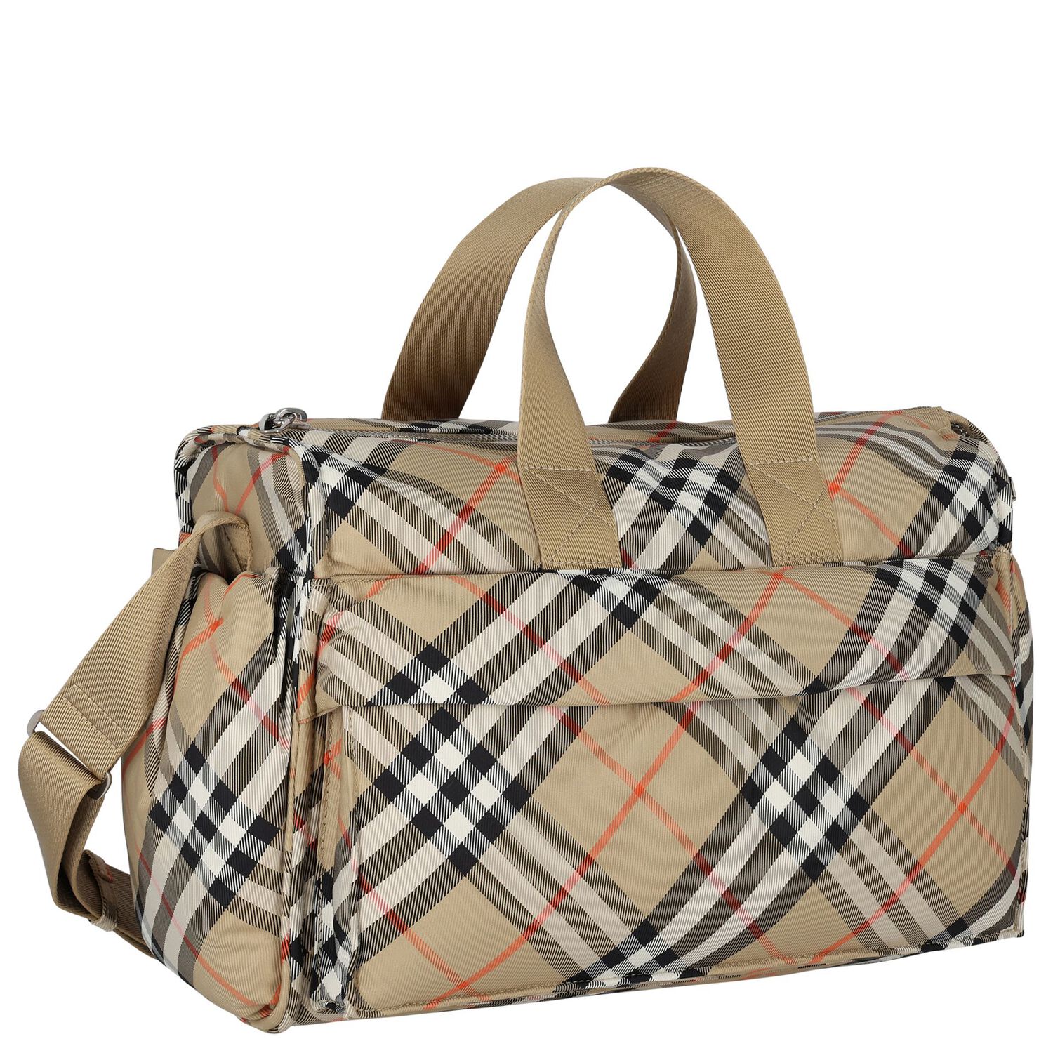 Beige Check Baby Changing Bag, 1, hi-res