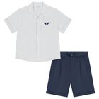 Boys White & Blue Shorts Set, 2, hi-res