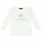 Girls White Logo Top, 1, hi-res