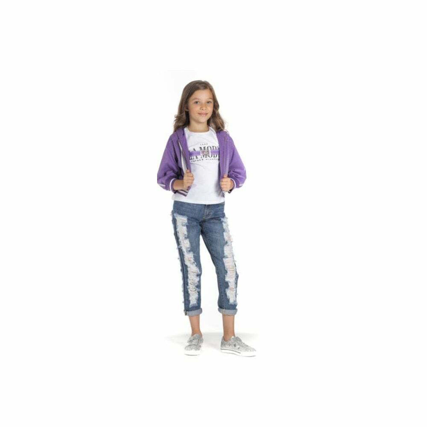 Girls Lilac & White T Shirt, 1, hi-res image number null