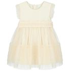 Younger Girls Ivory Tulle & Lace Dress, 1, hi-res