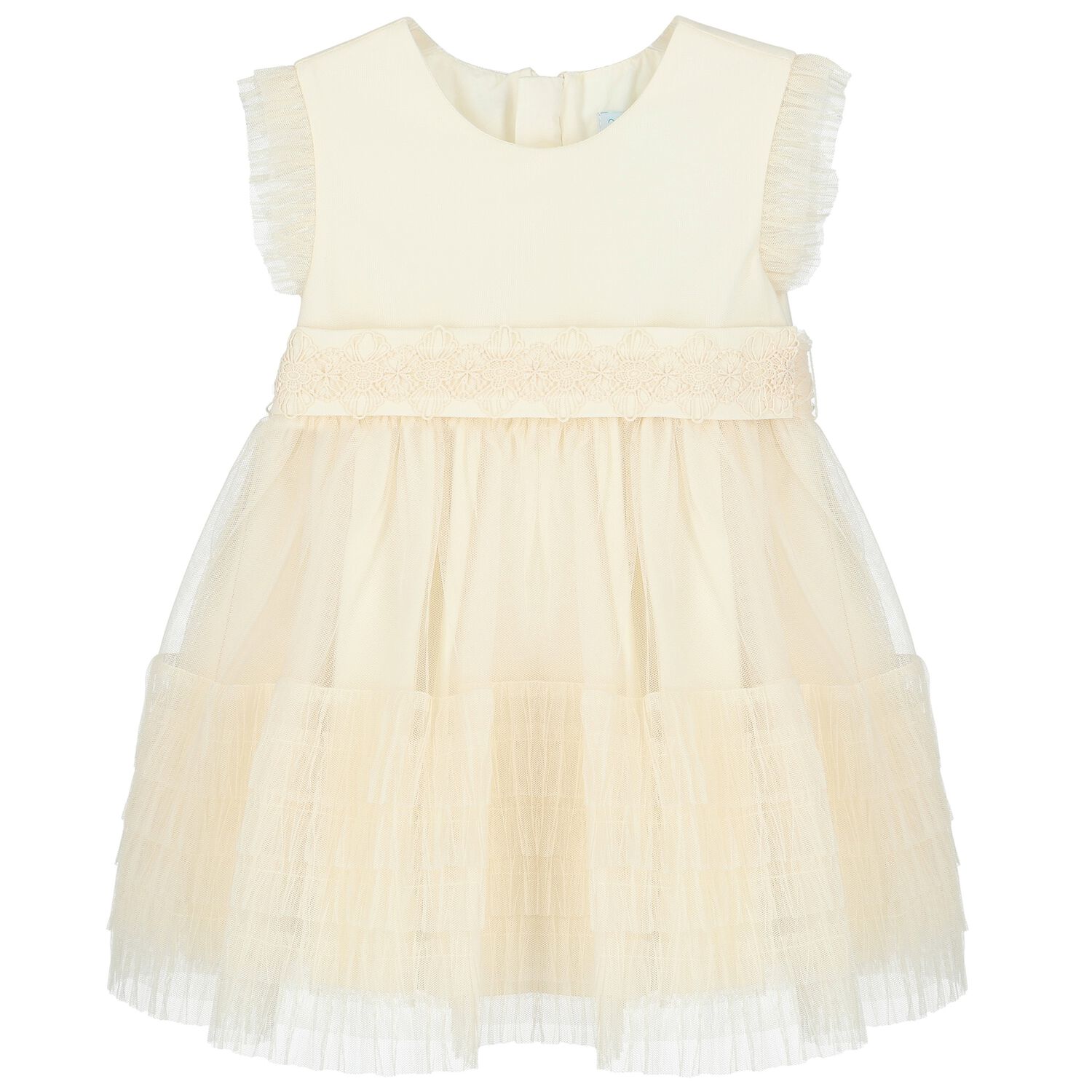 Younger Girls Ivory Tulle & Lace Dress, 1, hi-res image number null