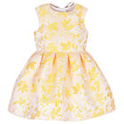 Girls Yellow & White Jacquard Dress, 1, hi-res