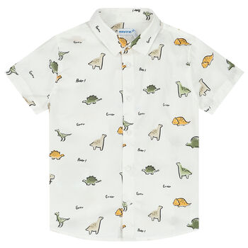 Younger Boys White Dinosaur Shirt